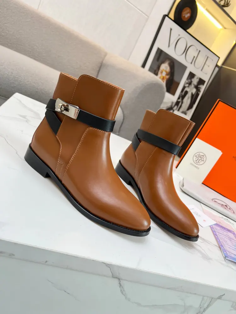 Hermès classic buckle flat boots