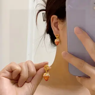 Gucci Double G Strawberry Stud Earrings