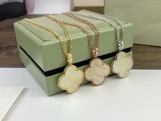 Van Cleef & Arpels Gold Shell Large Four-Leaf Clover Necklace