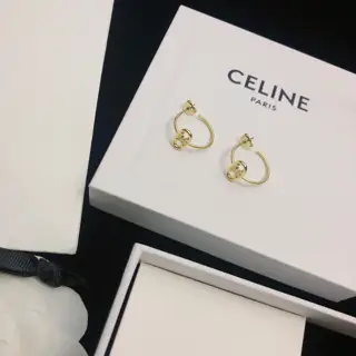 Celine gold Arc de Triomphe round earrings