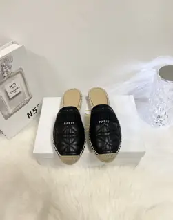 Dior flower embroidery fishing slippers