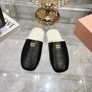 Miu Miu Miu 2024 new wool slippers Sweet and fresh