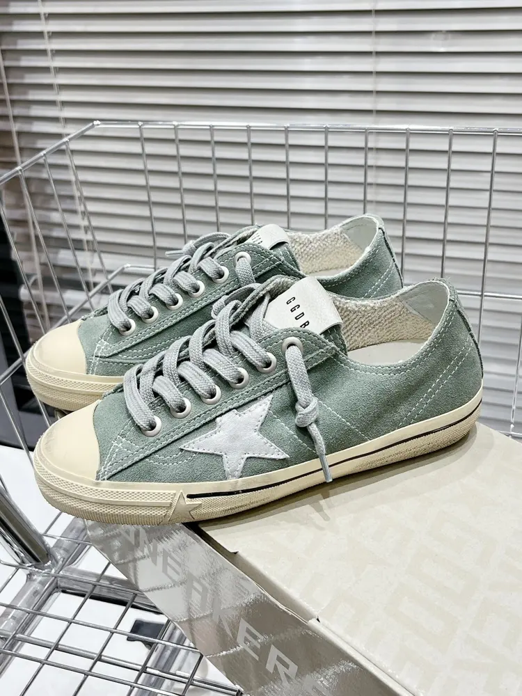 Golden Goose Blue Cloth Silver Star Distressed Casual Shoes