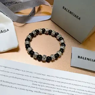 Balenciaga natural black agate bracelet