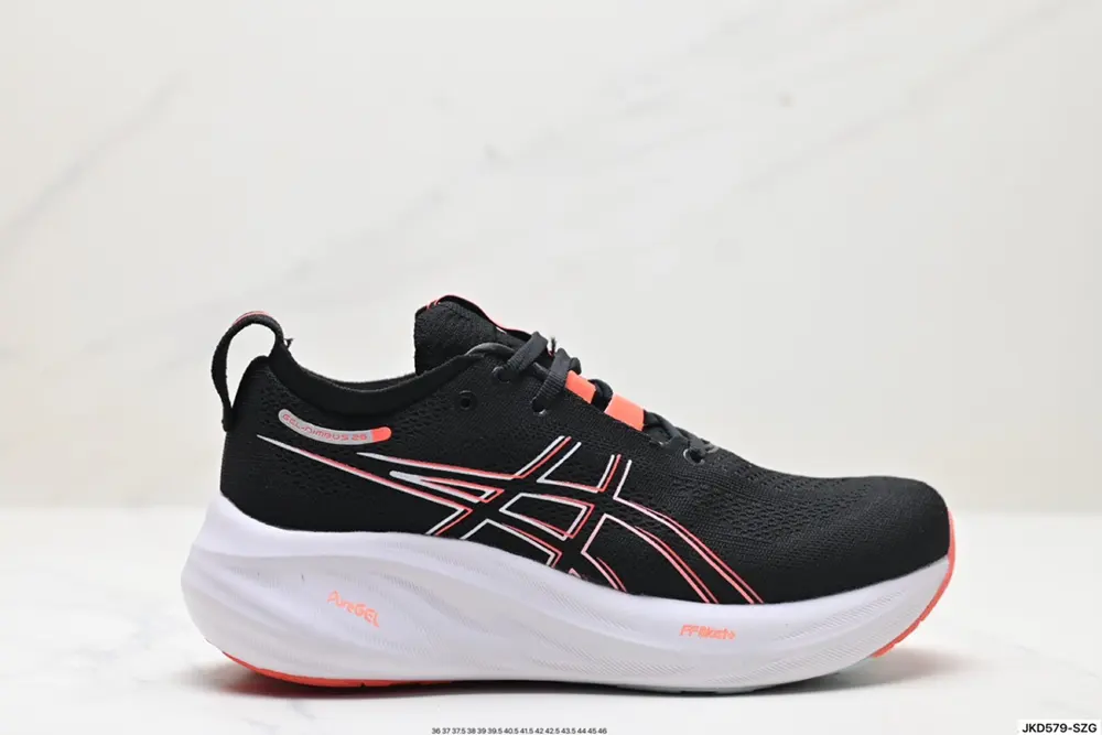Asics GEL-NIMBUS 26 stable running shoes have a double-layer jacquard mesh design on the 1011B794-003