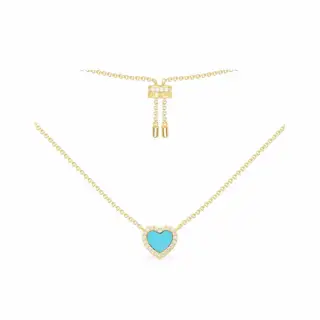 Apm monaco sky blue heart diamond necklace