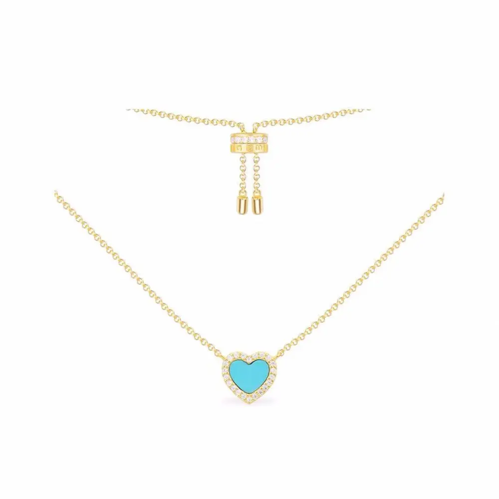 Apm monaco sky blue heart diamond necklace