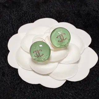 Chanel Light Green Crystal Micro-diamond Earrings