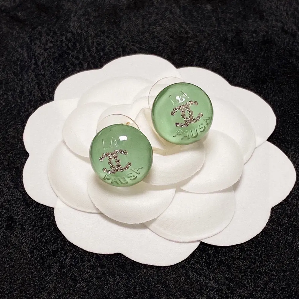 Chanel Light Green Crystal Micro-diamond Earrings