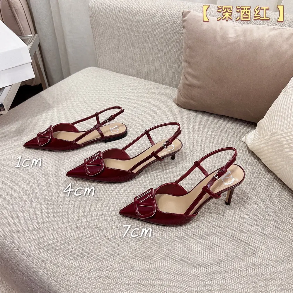 VALENTINO latest V Logo leather buckle high heels