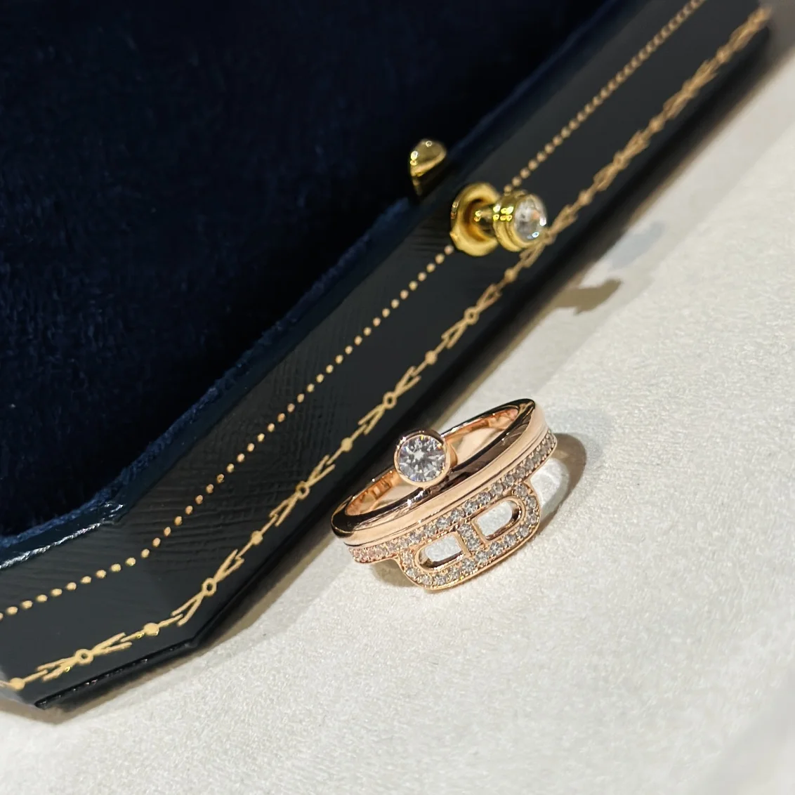 Hermès new style pig nose single diamond ring ZP made one to one 925 sterling silver