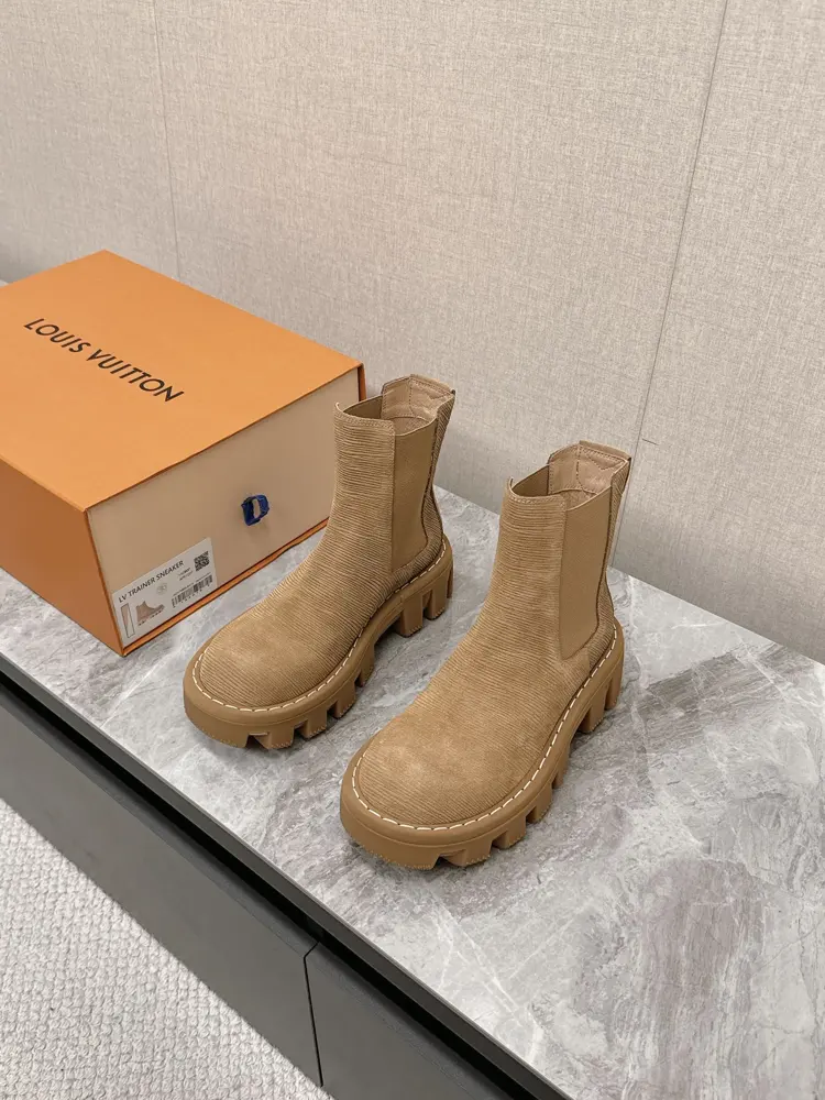Louis Vuitton counter synchronization series new thick-soled dad shoes couple leather boots