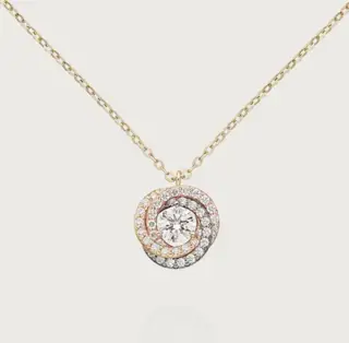 Cartier white diamond three-color three-ring necklace shipped S925 sterling silver material