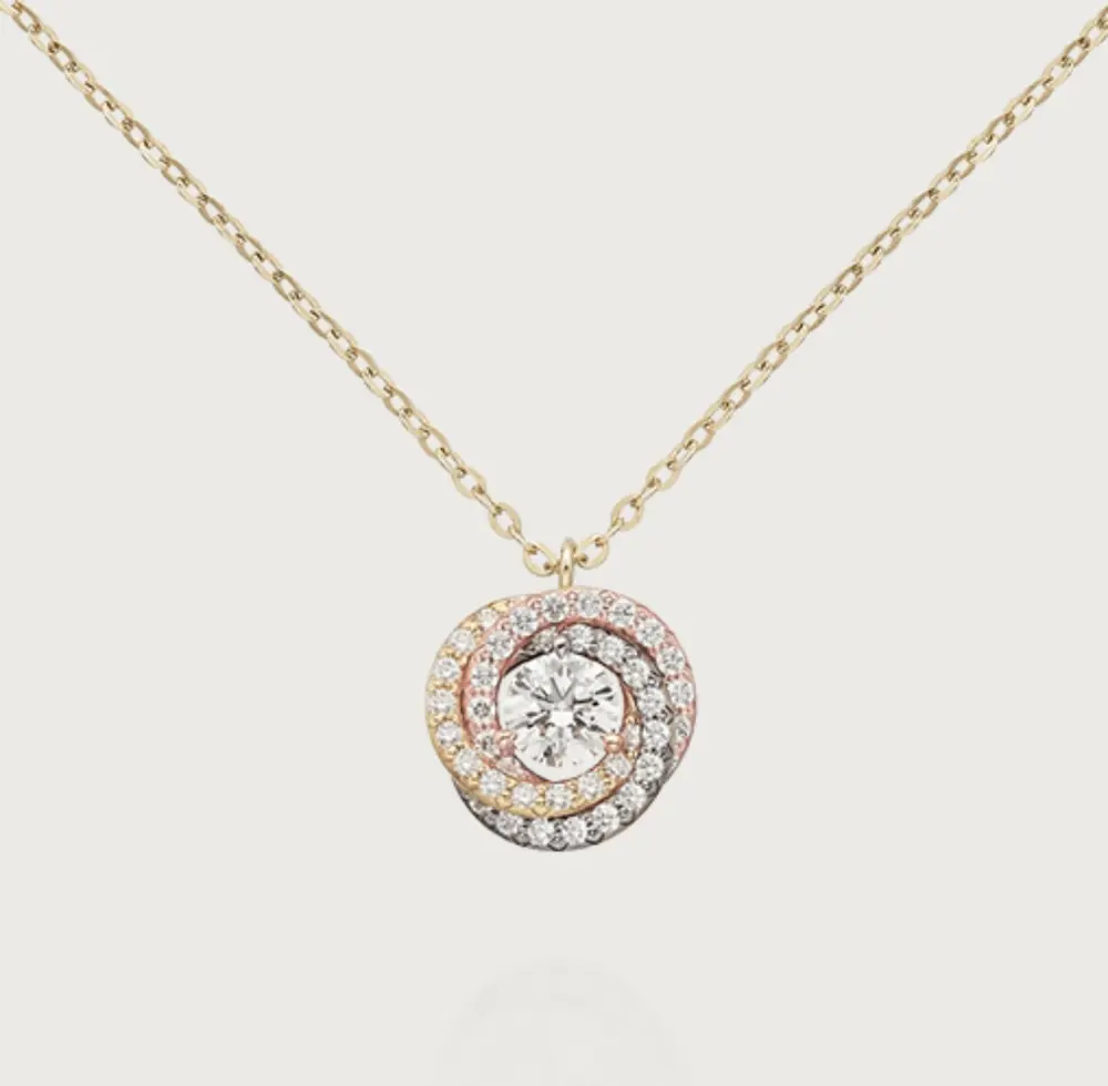 Cartier white diamond three-color three-ring necklace shipped S925 sterling silver material