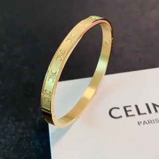 Celine Arc de Triomphe engraved narrow gold bracelet