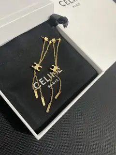 Celine chain tassel letter earrings