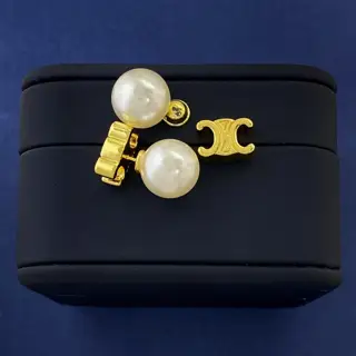 Celine gold polished Arc de Triomphe earrings