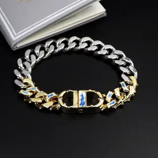 Dior CD blue sky and white cloud enamel CD buckle interlaced color bracelet
