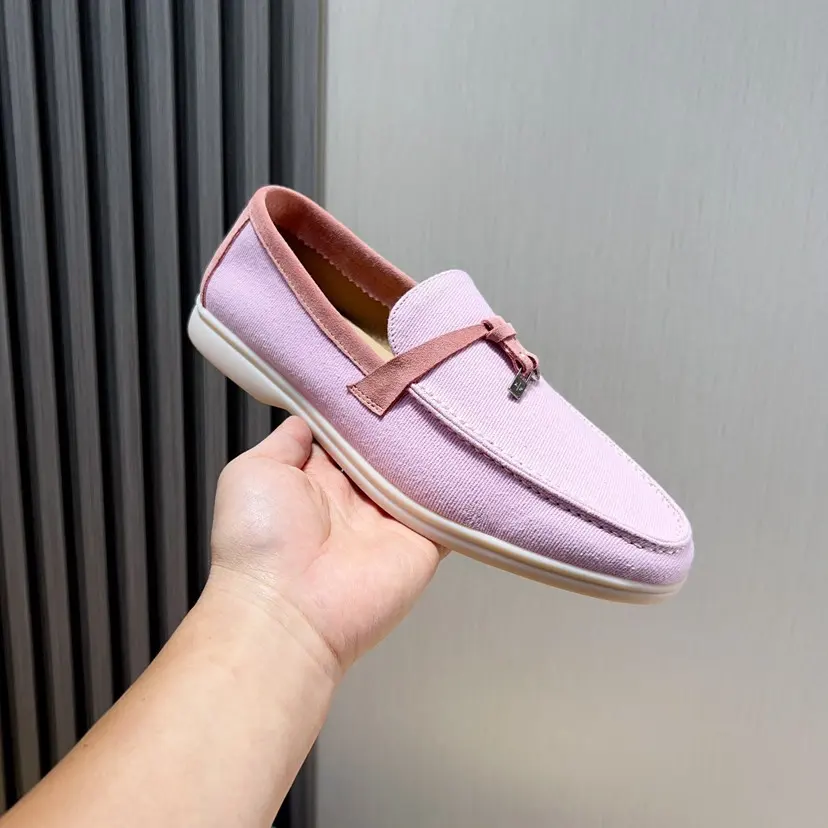 Loro piana couple style-new moccasin shoes. The water-repellent velvet upper is matched