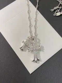 Chrome Hearts Classic Diamond Cross Gold Necklace