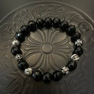 Chrome Hearts Classic Retro Multi-element Faceted Obsidian Bracelet