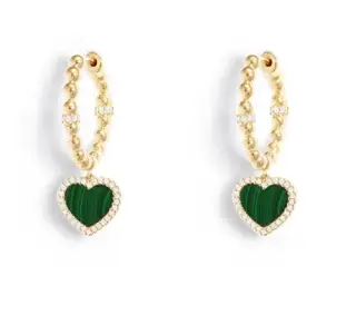 APM Monaco malachite heart hoop earrings simple and elegant