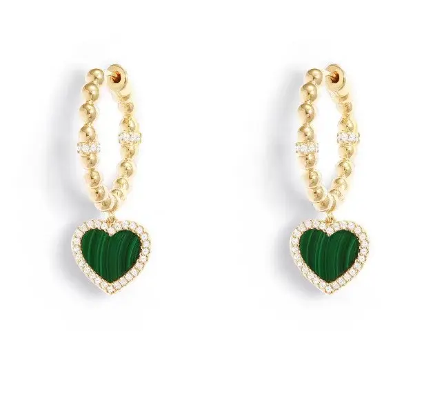 APM Monaco malachite heart hoop earrings simple and elegant