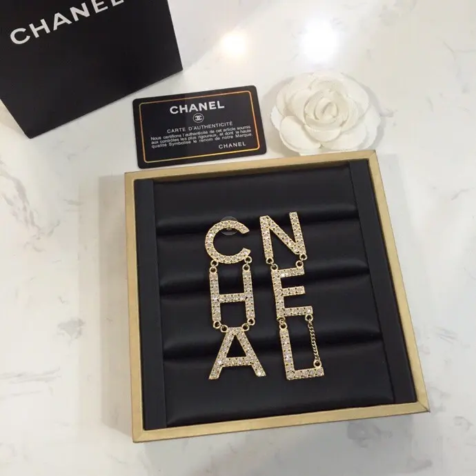Chanel letter diamond earrings