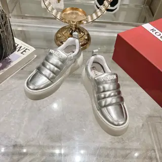 Roger vivier Viv Golf diamond buckle thick-soled white shoes