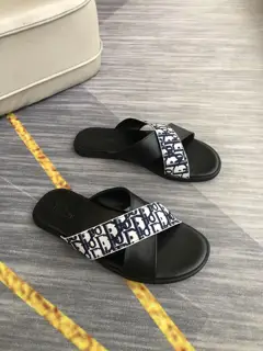 Dior men’s casual slippers Brand letter printed fabric on the upper