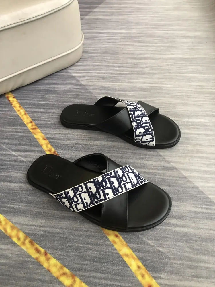 Dior men’s casual slippers Brand letter printed fabric on the upper