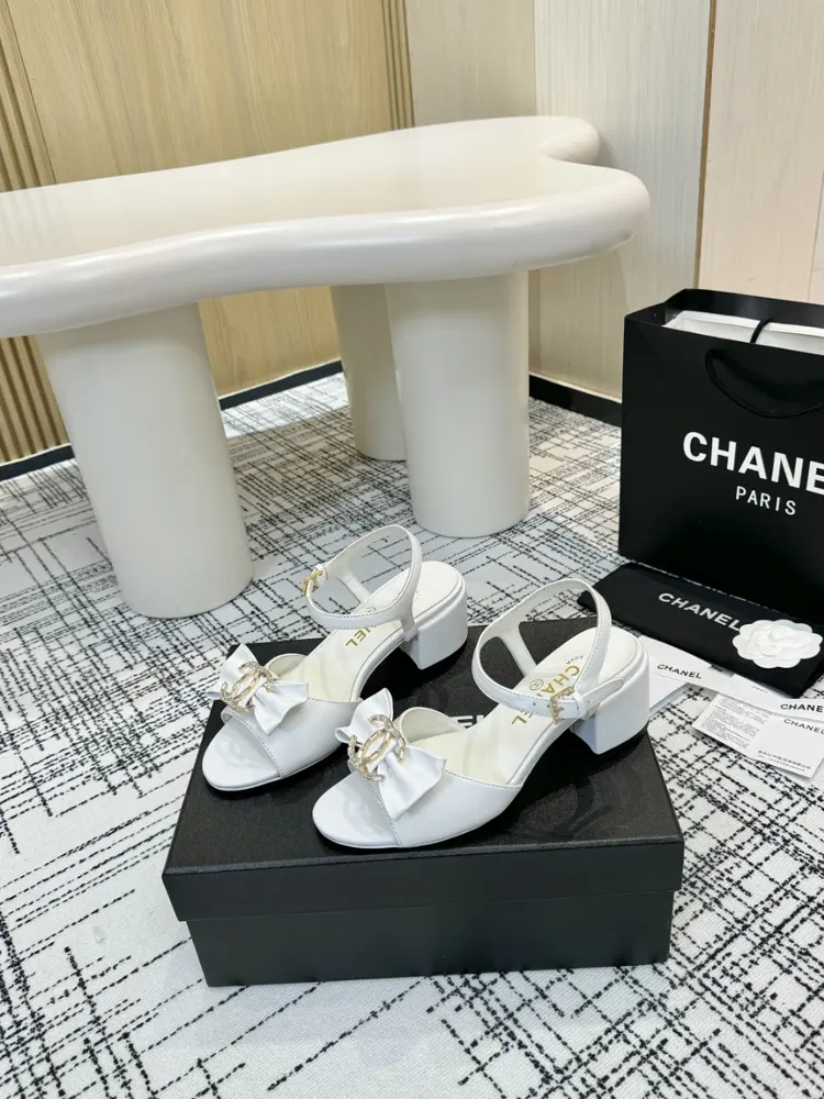 Chanel Bow Rhinestone Slippers Sandals