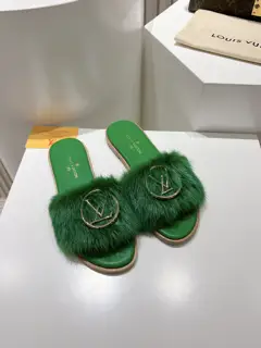 Louis Vuitton full leather flat open toe sandals