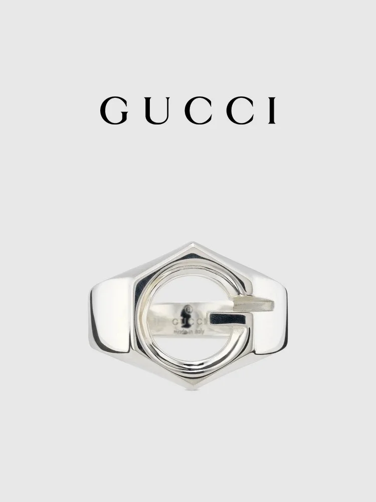 Gucci Geometric G Wide Ring Size 6-11