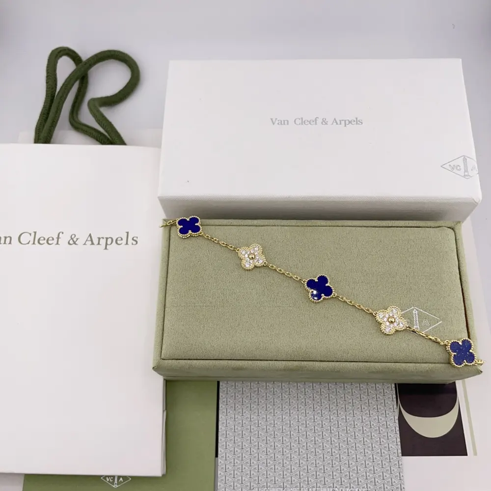 Van Cleef & Arpels Lapis Lazuli Bracelet with Half Diamonds