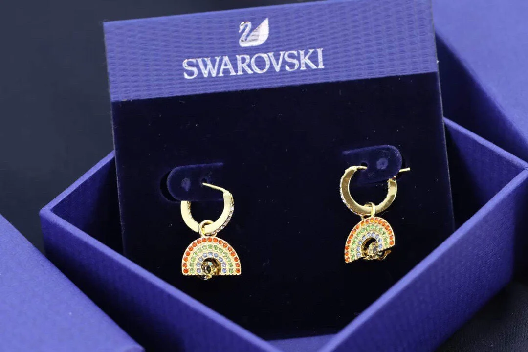 Swarovski Shining Heart Rainbow Earrings Detachable