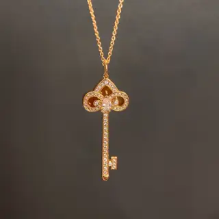 Tiffany limited edition Keys series iris red agate full diamond key necklace