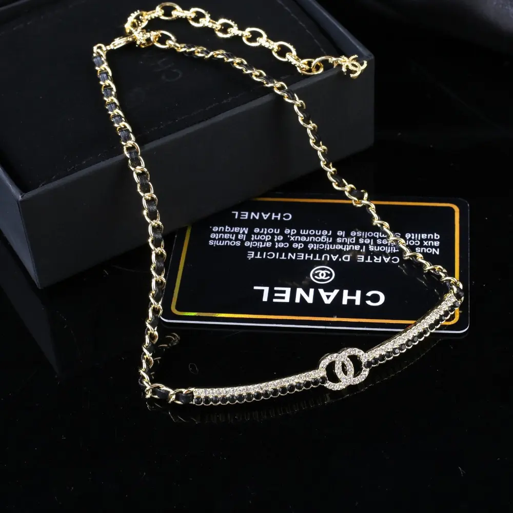 Chanel lambskin double C necklace