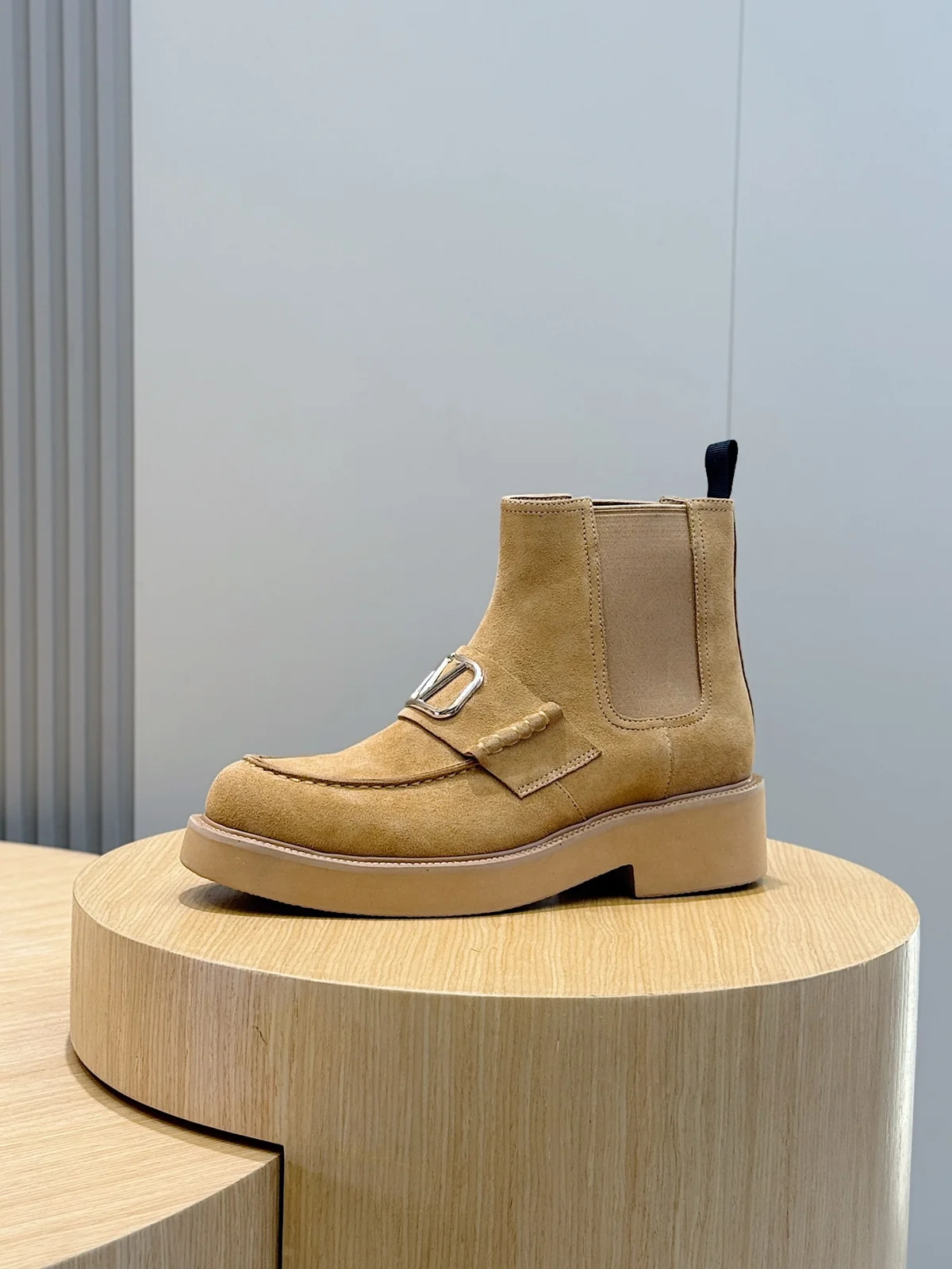 Valentino Men’s V Logo Leather and Naked Boots