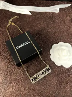Chanel vintage leather pendant necklace