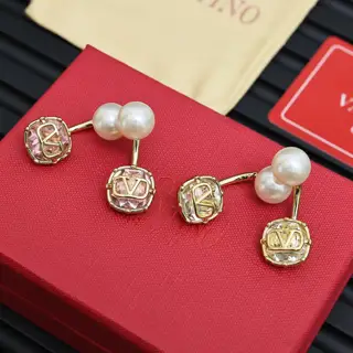 Valentino Sugar Cube Pearl Letter Earrings