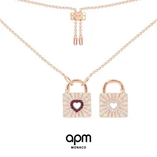 Apm monaco new mini love lock red diamond rose gold necklace