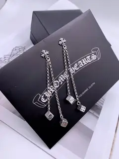 Chrome Hearts Cross Dice Long Stud Earrings