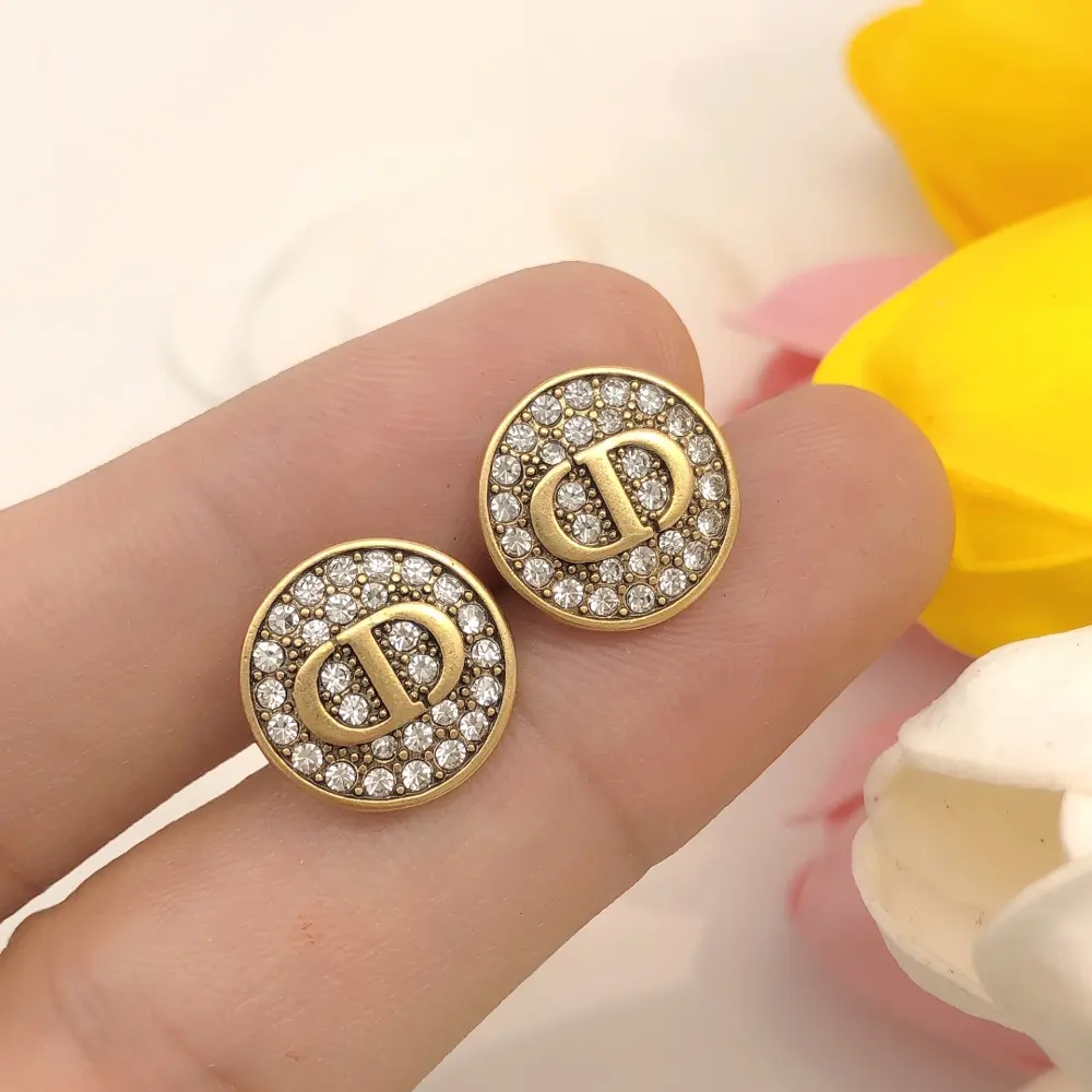 DIOR original new round CD diamond earrings