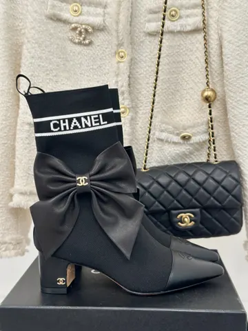 Chanel high-heeled bowknot sock boots