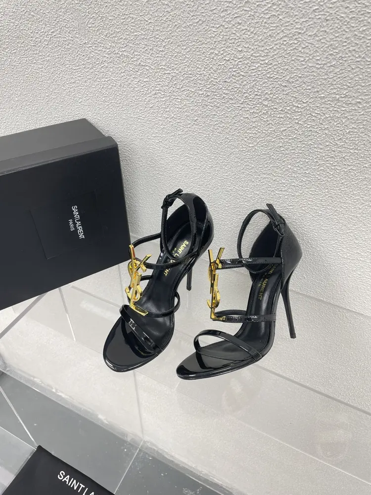 Classic high heels with Yves Saint Laurent logo T-strap and low heels