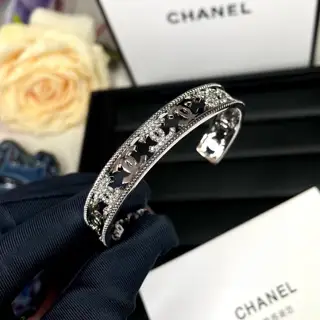 Chanel C letter hollow bracelet silver