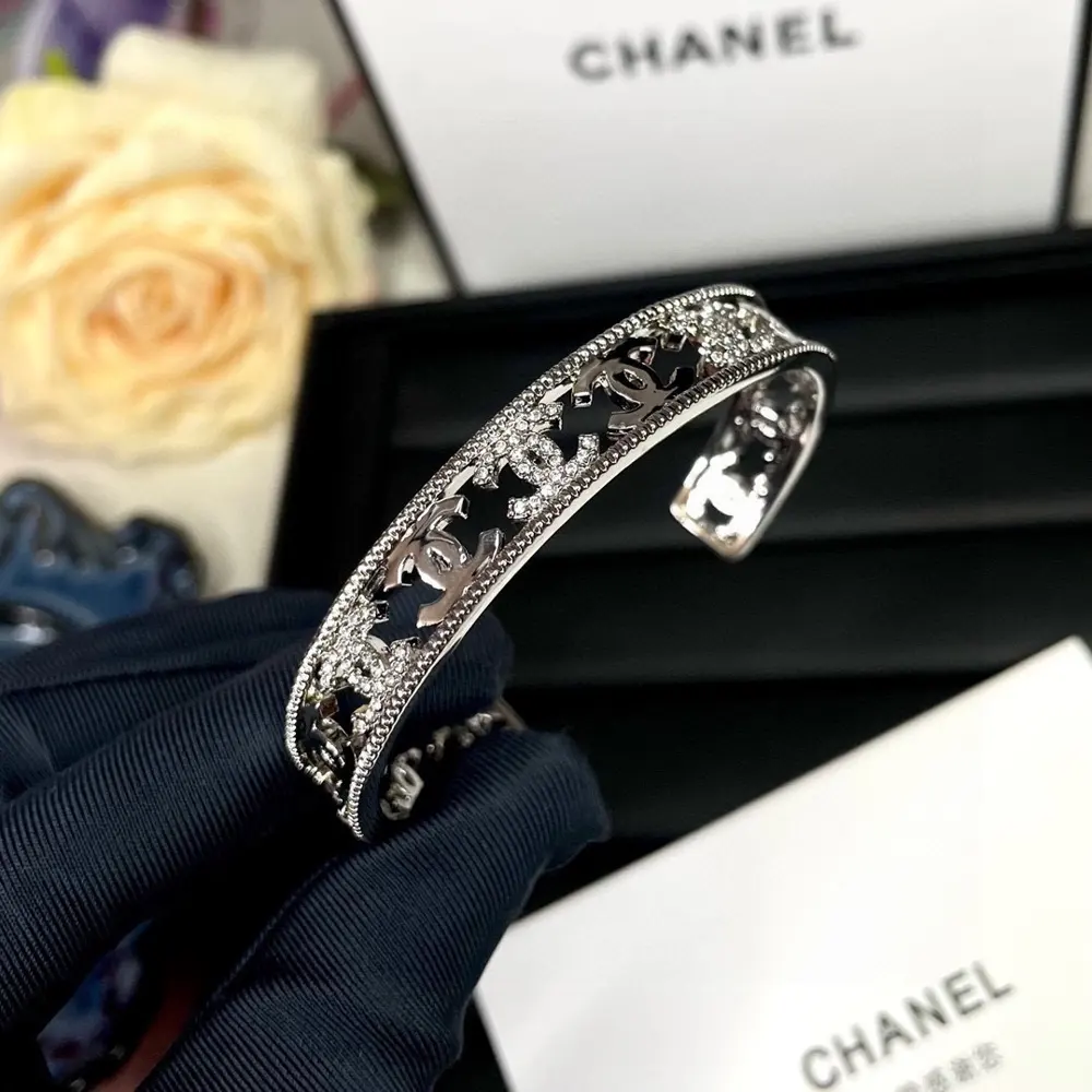 Chanel C letter hollow bracelet silver