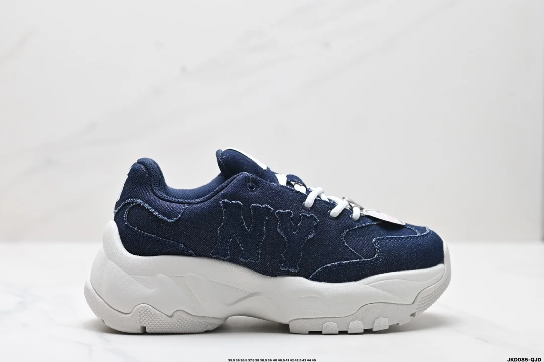 MLB Big Ball Chunky trendy and versatile thick sole heightening denim comfortable casual 3ASHBML4N
