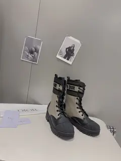 Dior embroidered shell toe thick-soled mid-boots